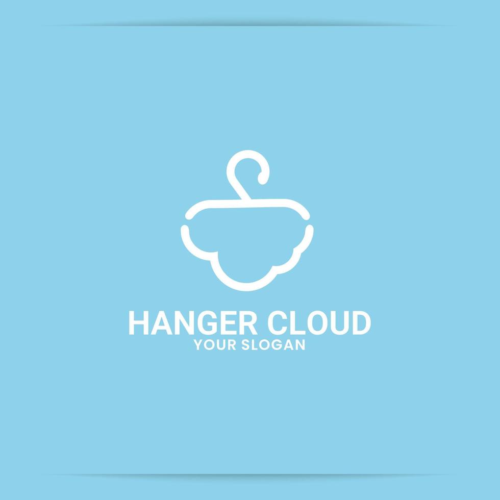 création de logo de nuage de cintre pour la blanchisserie en ligne vecteur