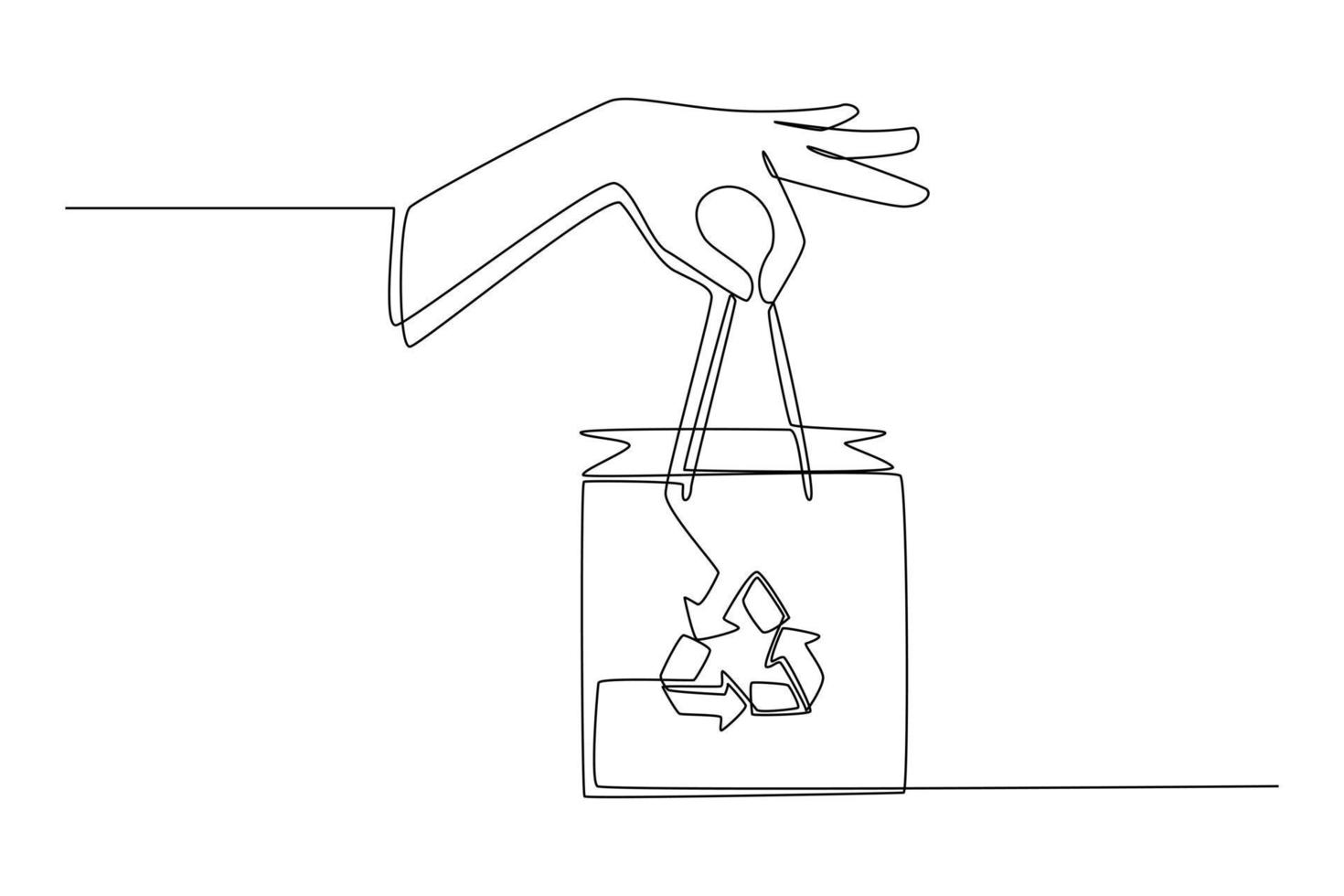dessin continu d'une ligne tenant un sac d'emballage écologique. concept d'emballage écologique. illustration graphique vectorielle de dessin à une seule ligne. vecteur