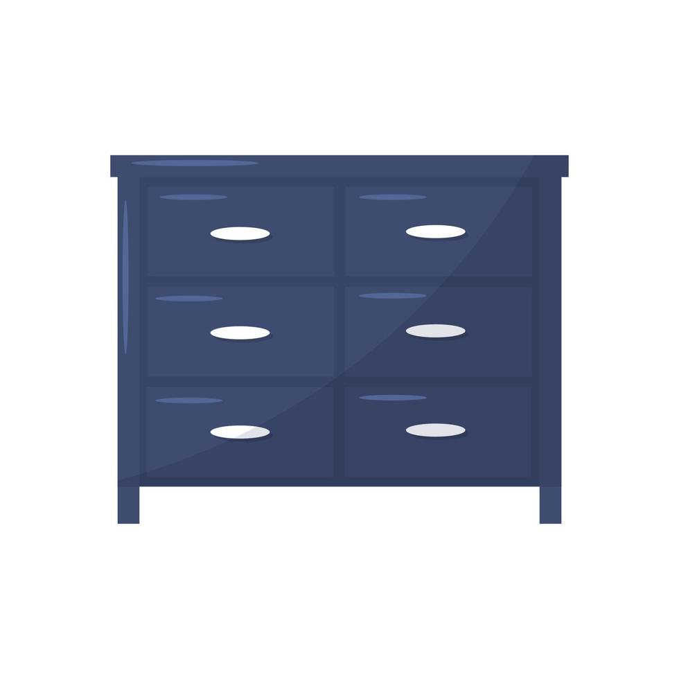 meuble commode bleu isolé sur fond blanc. meubles en bois pour l'intérieur de la maison. vecteur