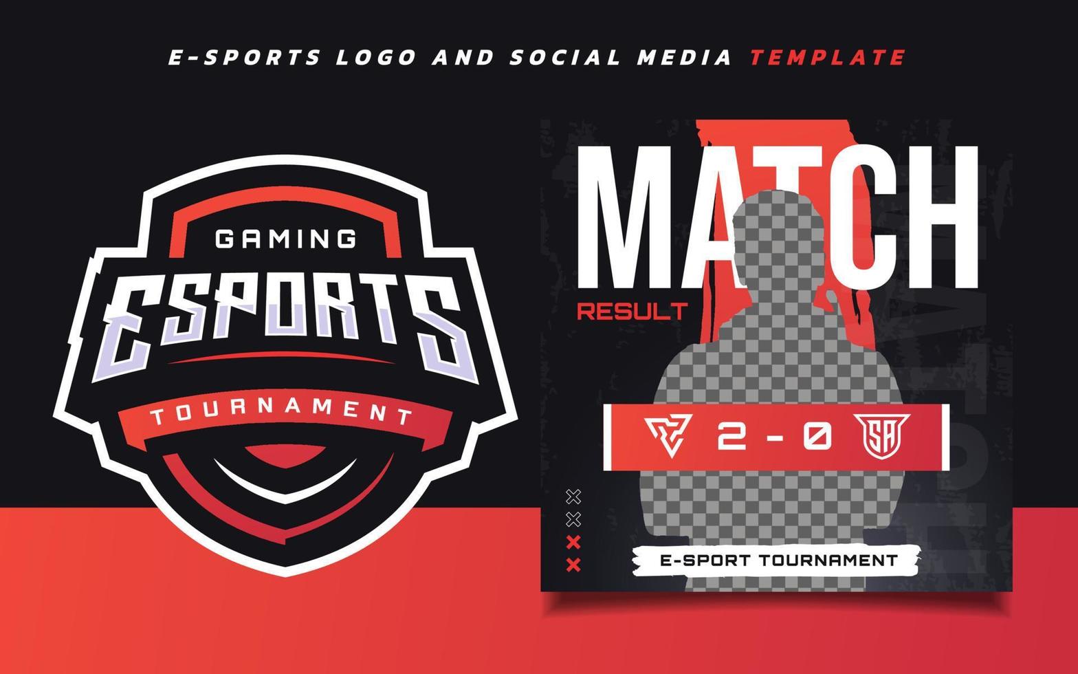 ensemble de modèle de bannière de jeu e-sport de résultat de match pour les médias sociaux et le logo du tournoi de jeu vecteur