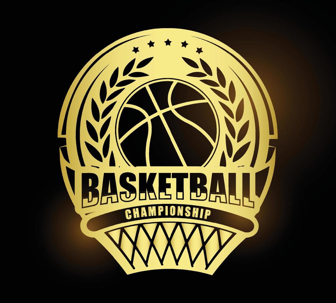 illustration du logo ou du symbole de basket-ball doré vecteur