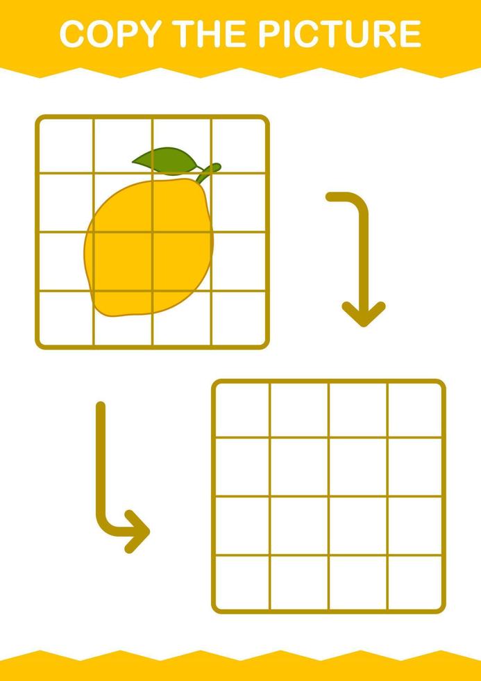 copier l'image avec du citron. feuille de travail pour les enfants vecteur