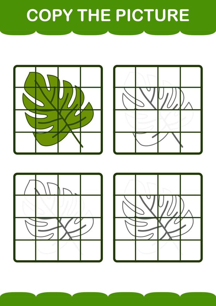 copier l'image avec monstera. feuille de travail pour les enfants vecteur