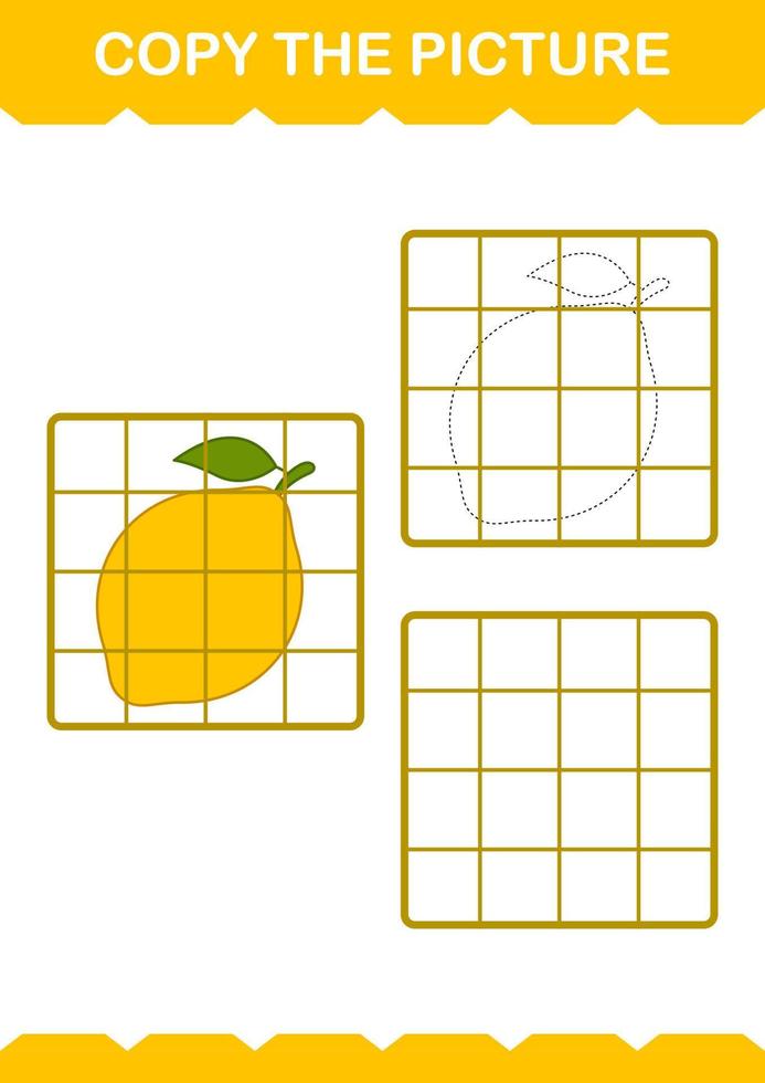 copier l'image avec du citron. feuille de travail pour les enfants vecteur