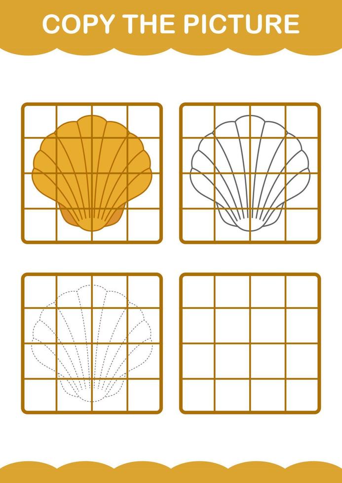copier l'image avec coquillage. feuille de travail pour les enfants vecteur