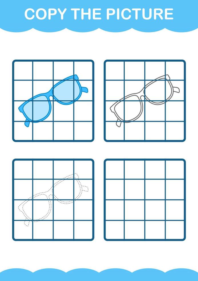 copier l'image avec des lunettes. feuille de travail pour les enfants vecteur