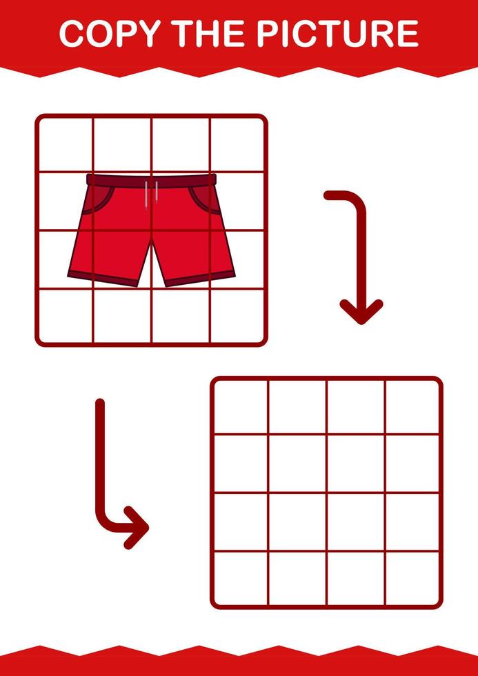copier l'image avec un short. feuille de travail pour les enfants vecteur