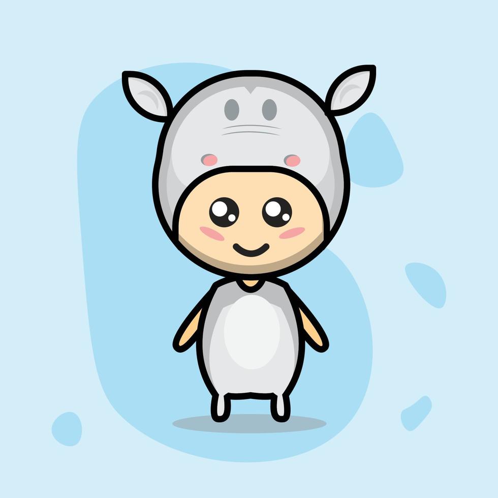 illustration vectorielle de mascotte d'hippopotame mignon, vecteur