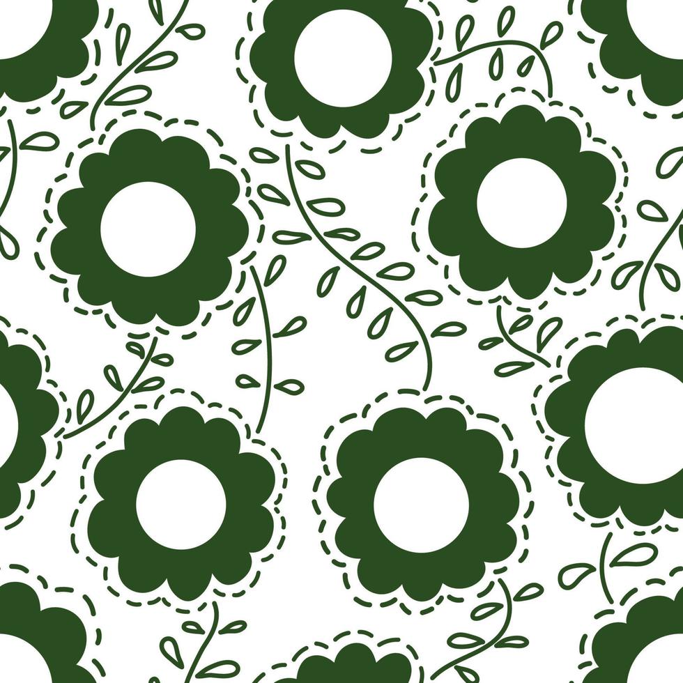 motif floral sans couture. fleurs et feuilles abstraites décoratives de doodle sur fond blanc. répétez les fleurs de doodle de fond sans fin. illustration vectorielle vecteur