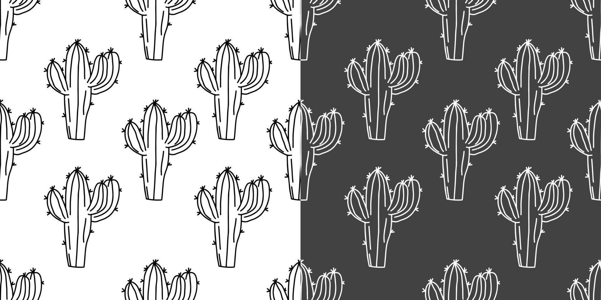 modèle sans couture de cactus. répéter l'arrière-plan sans fin avec des plantes de cactus. illustration vectorielle de griffonnage. fond de dessin à la main naturel avec cactus du désert vecteur