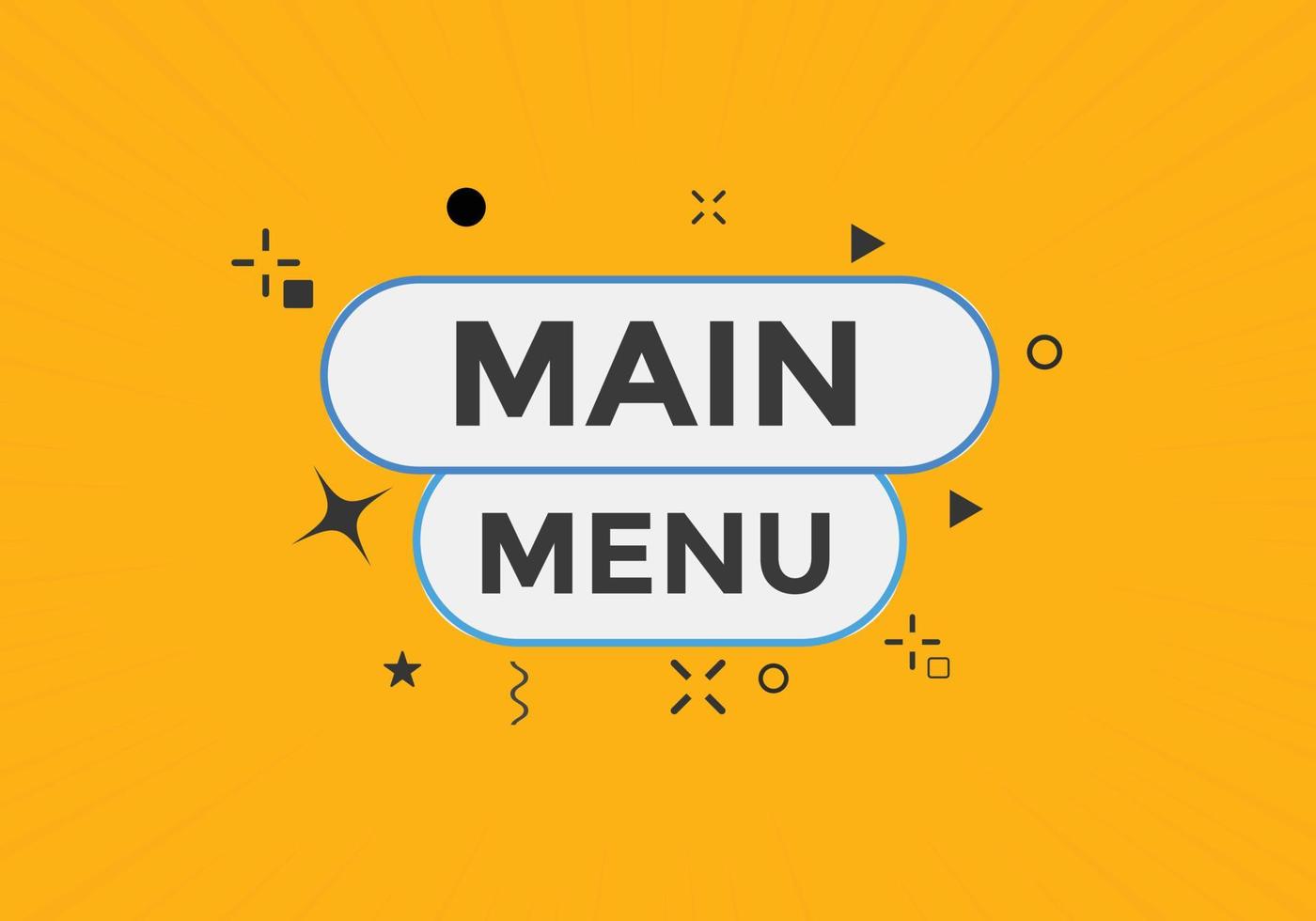 bouton de texte du menu principal. menu principal du modèle de bannière de bouton web vecteur