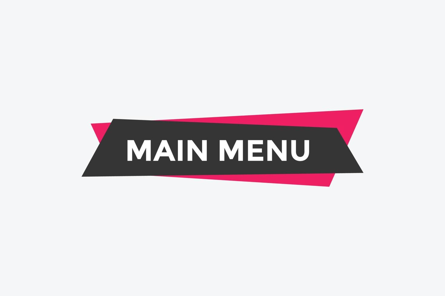 bouton du menu principal. modèle de bannière web de texte de menu principal. signe icône bannière vecteur