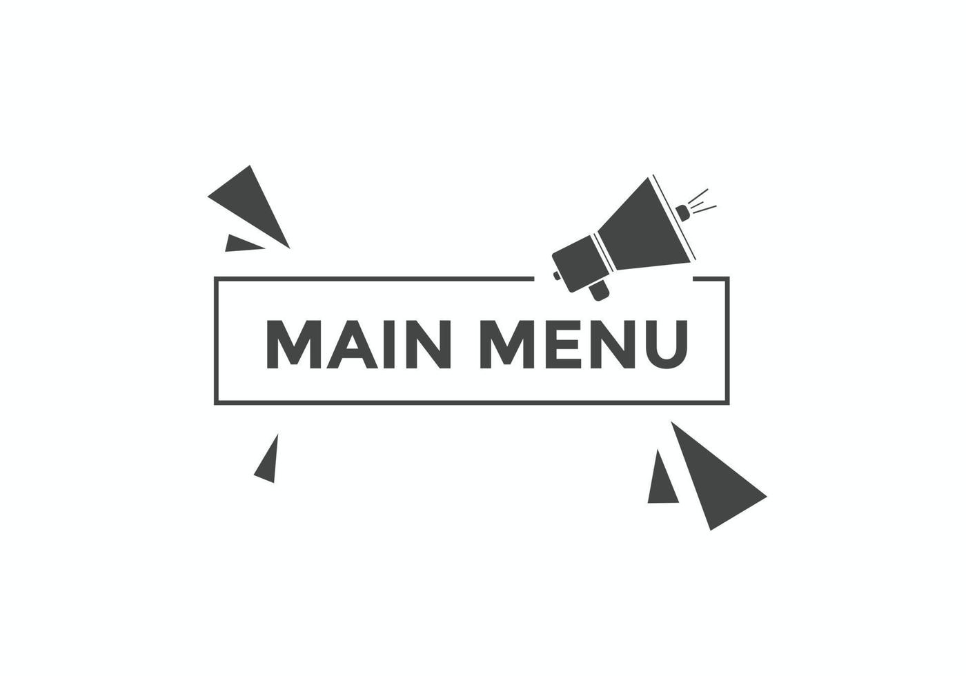 bouton du menu principal. modèle de bannière web de texte de menu principal. signe icône bannière vecteur