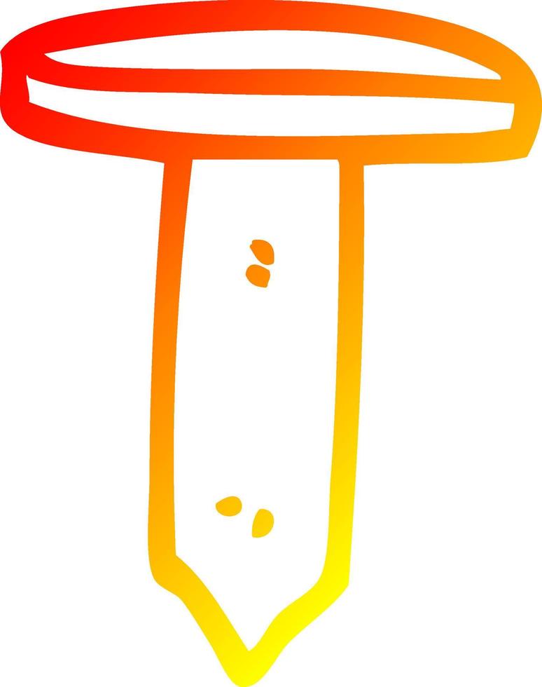 ligne de gradient chaud dessinant un clou en laiton de dessin animé vecteur