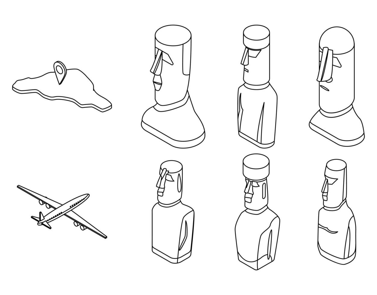 icônes de l'île de pâques définies contour vectoriel