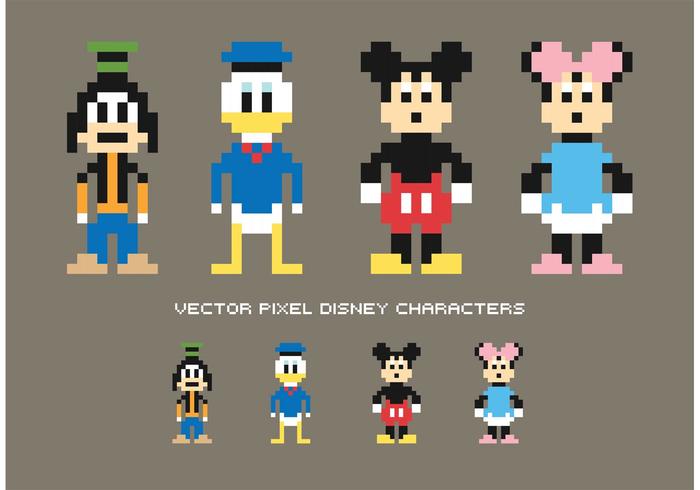 Personnages vectoriels Pixel Disney gratuits vecteur