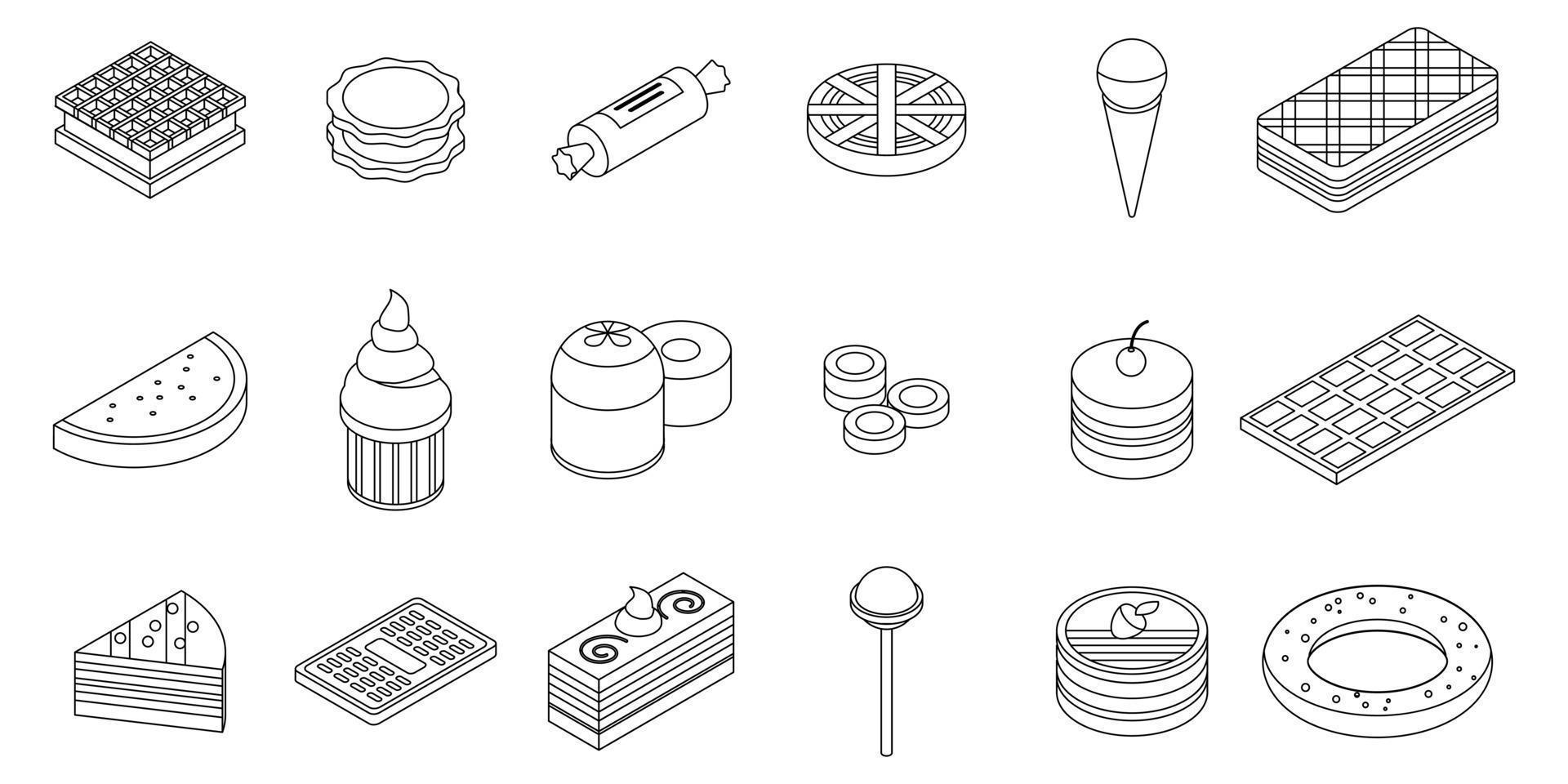 icônes de confiserie définies contour vectoriel