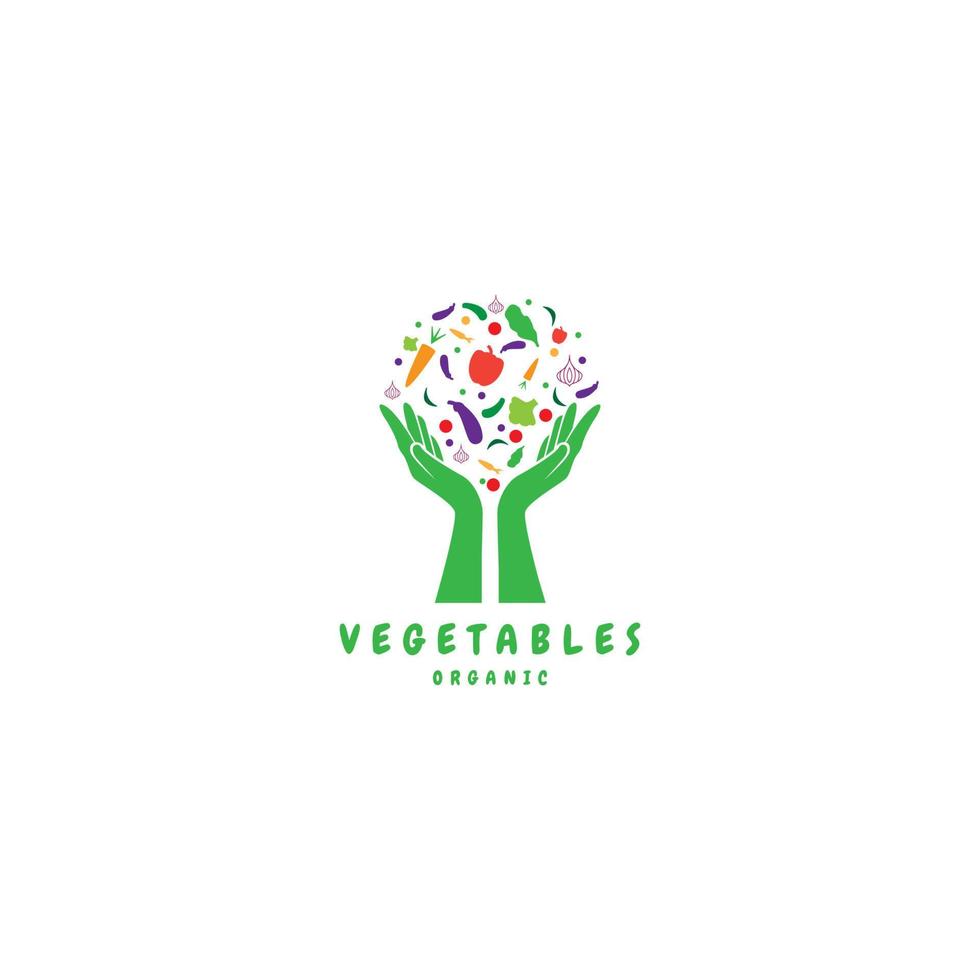 modèle de conception de logo vectoriel avec des icônes de légumes dans un style linéaire abstrait pour un magasin bio ou un café végétarien