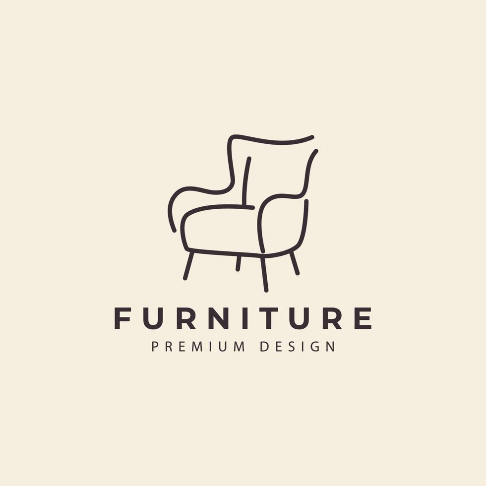 chaise meubles logo avec ligne abstraite style design vecteur icône illustration graphique créatif