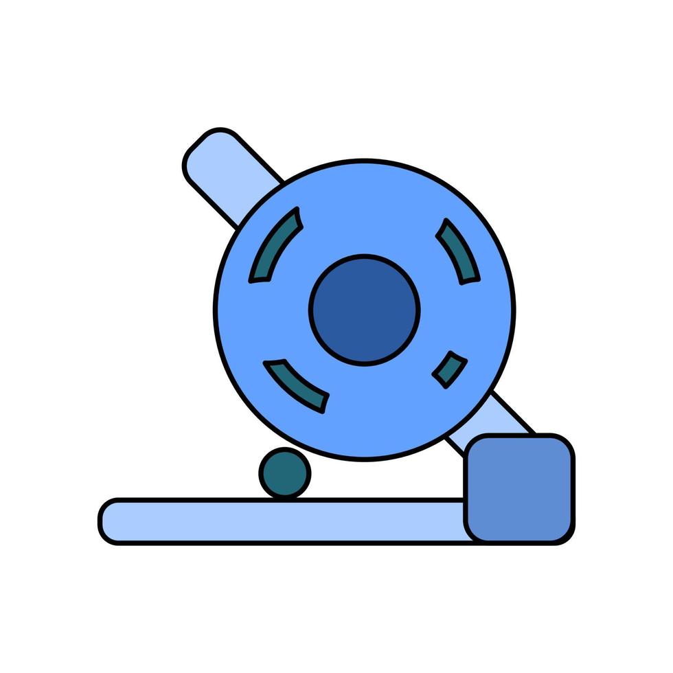 icône plate de machine de meulage de coupe en couleur bleue. symbole de l'usinage, de la fabrication, de la métallurgie, de l'ingénierie mécanique, du formage, du façonnage, de la coupe. illustration vectorielle. vecteur