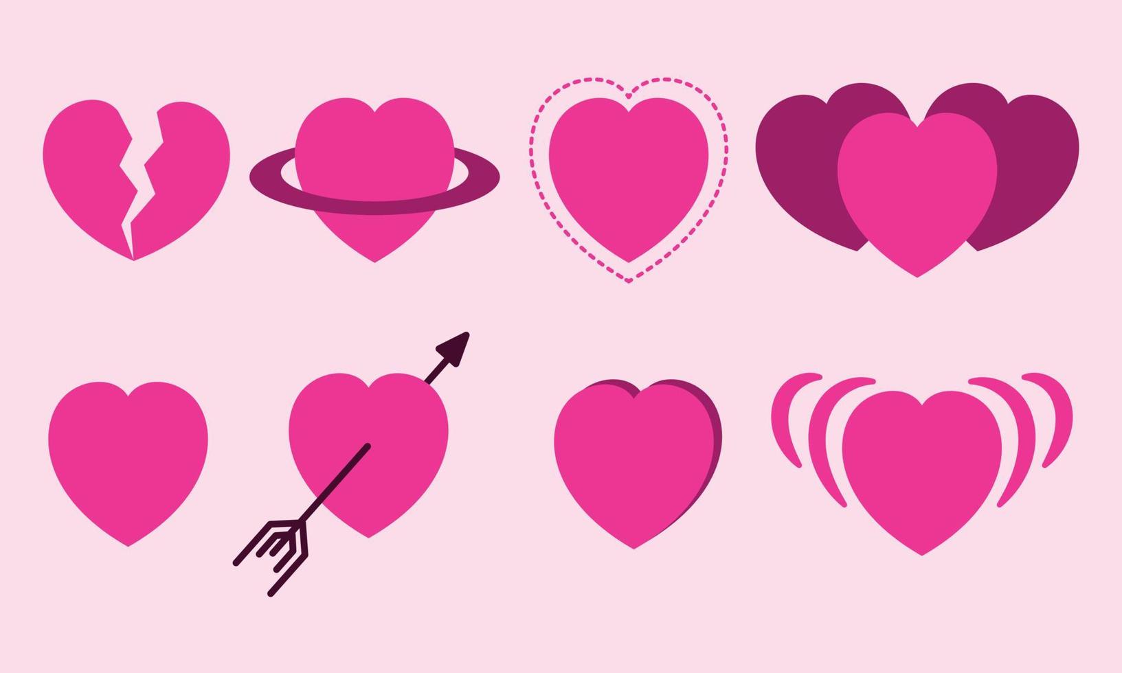 jeu d'icônes en forme de coeur pour l'élément graphique lié à la saint valentin vecteur
