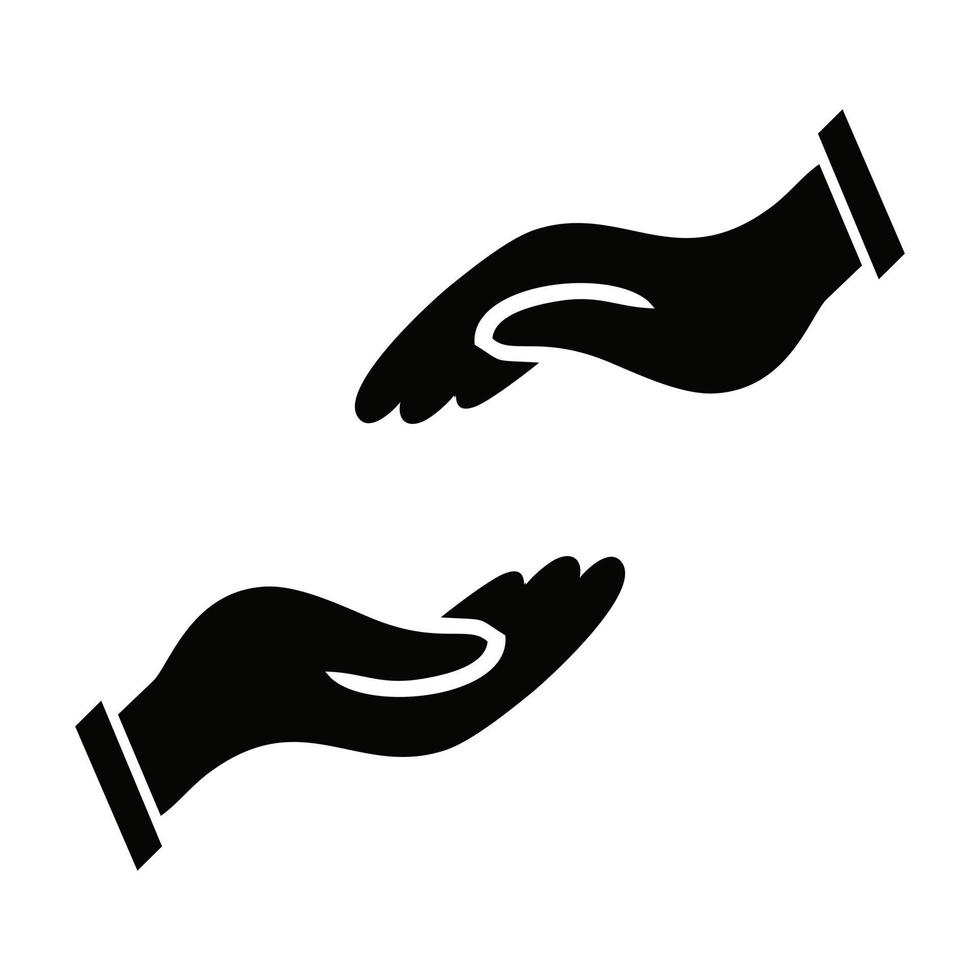 illustration vectorielle de l'icône à deux mains eps 10. un coup de main montrant la compassion, l'empathie et la compassion. silhouette de deux mains sur fond blanc vecteur