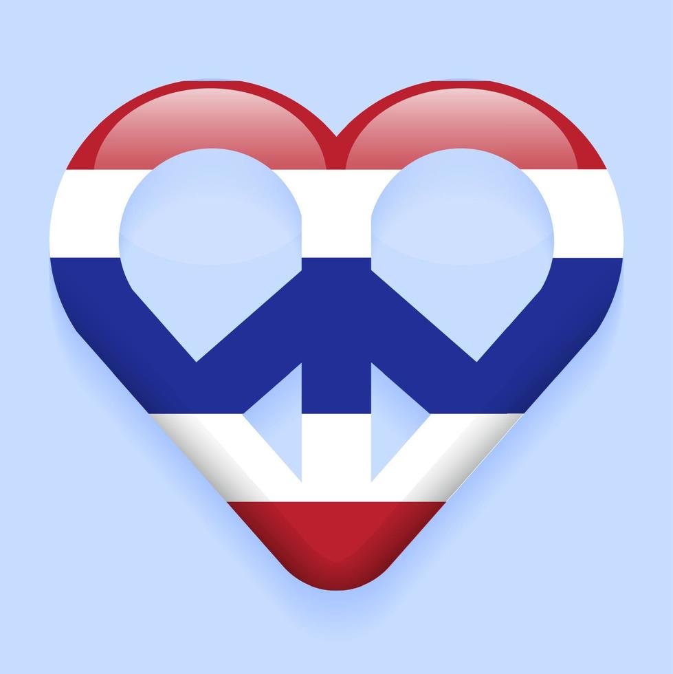 coeur signe de paix symbole priez pour la thaïlande pays amour paisible isolé drapeau abstrait concept 3d carte icône dessin animé vecteur illustration