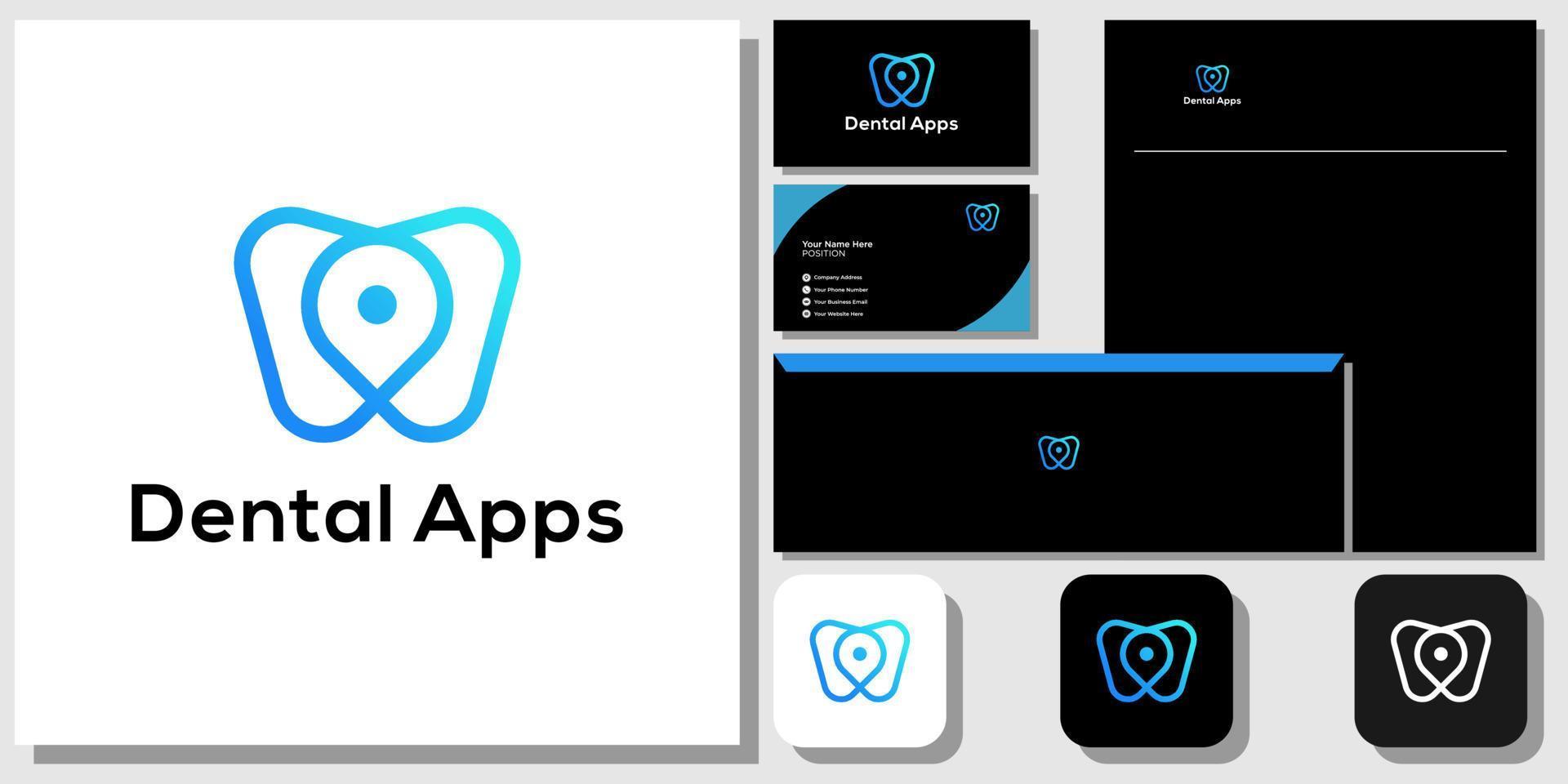 combinaison de symboles d'applications dentaires emplacement dent médicale avec modèle d'identité de marque vecteur