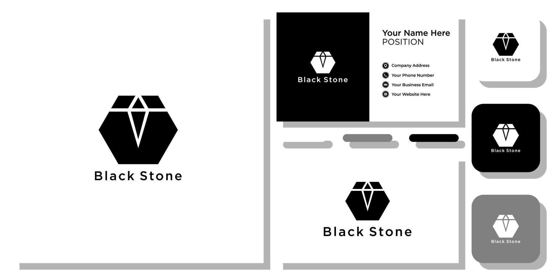 pierre noire pour le luxe de style de vie de bijoux avec modèle de carte de visite vecteur
