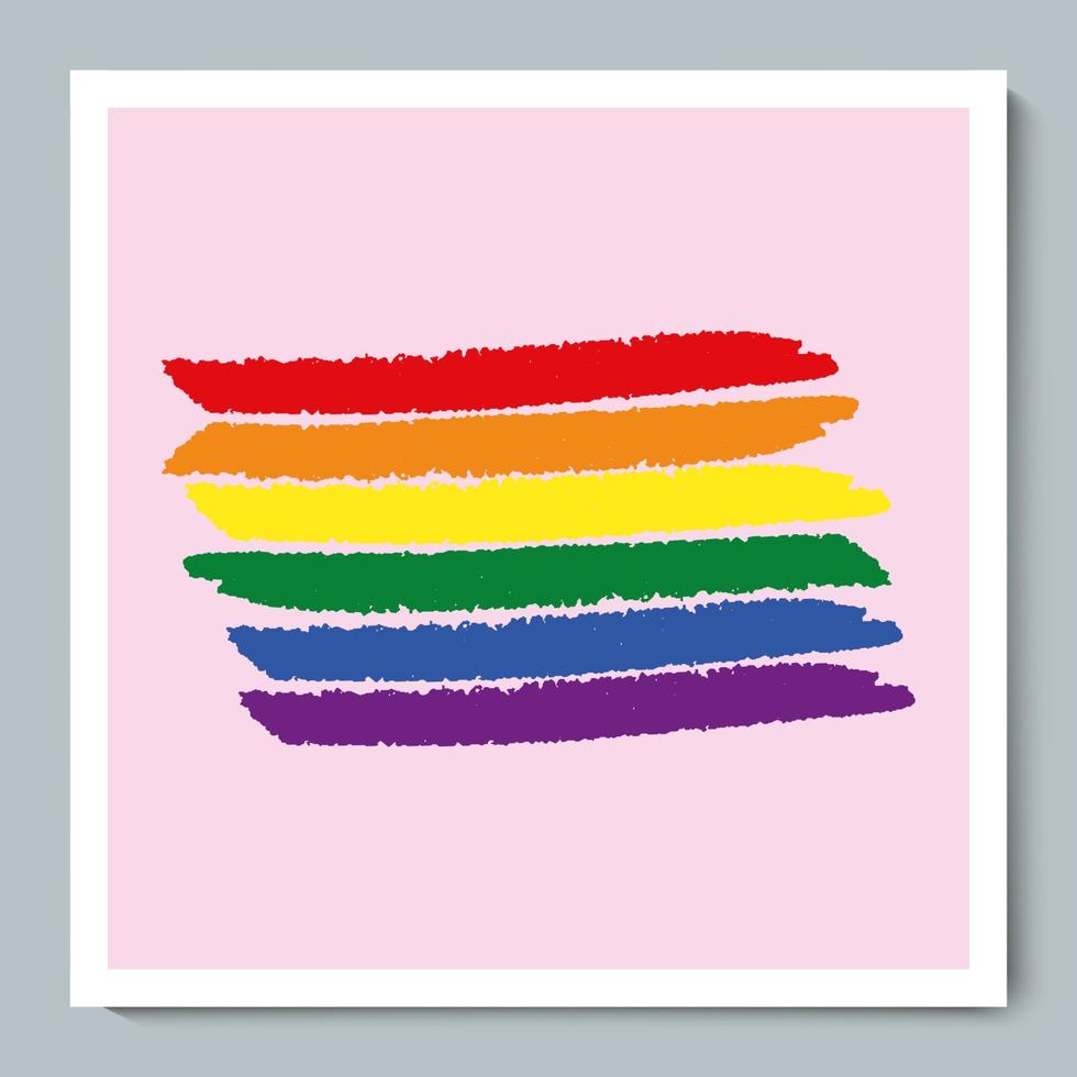 drapeau de coup de pinceau de texture arc-en-ciel. symbole lgbt vecteur