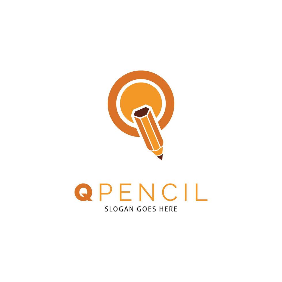 lettre initiale q crayon icône vecteur logo modèle illustration design