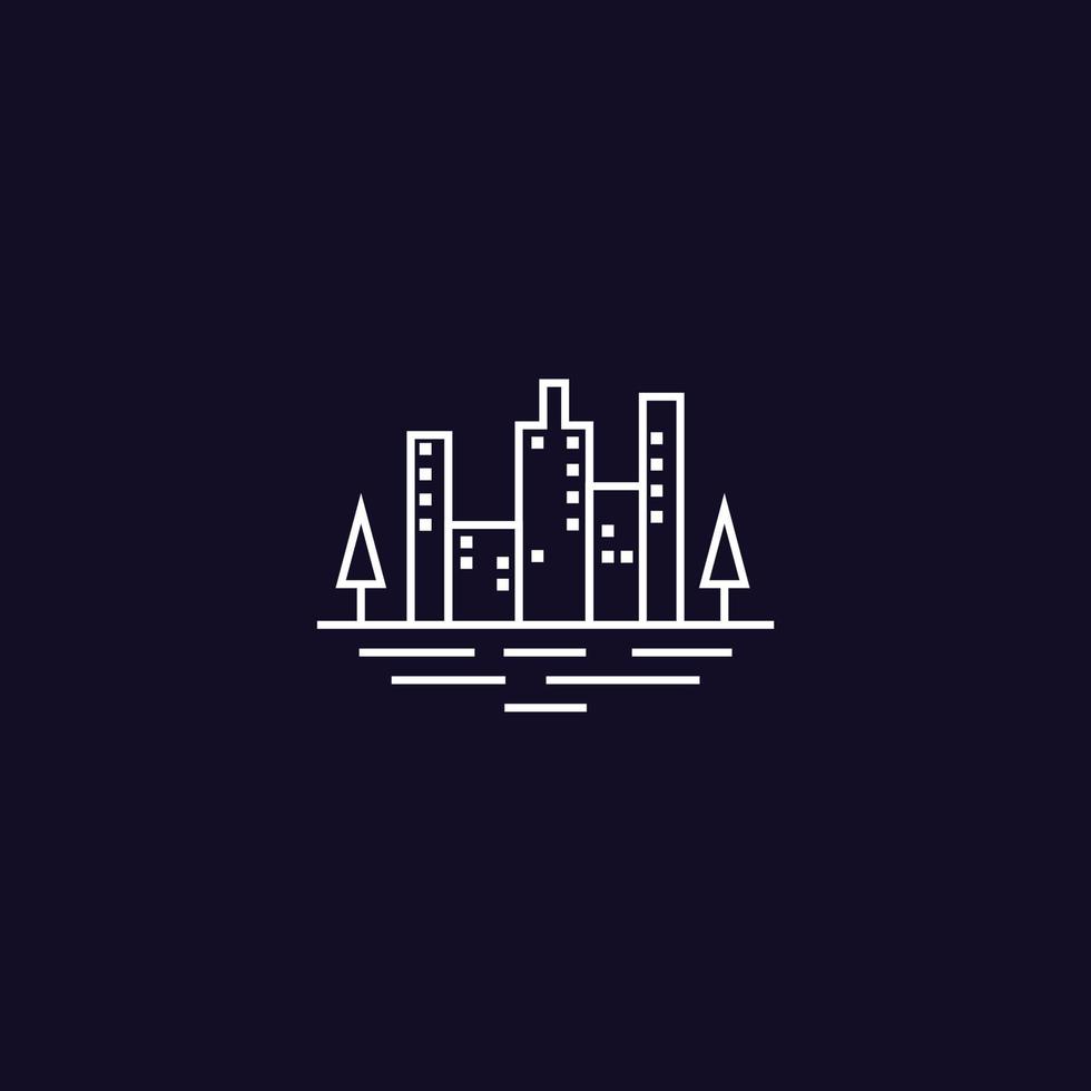conception d'icône plate de contour de ville balnéaire vecteur