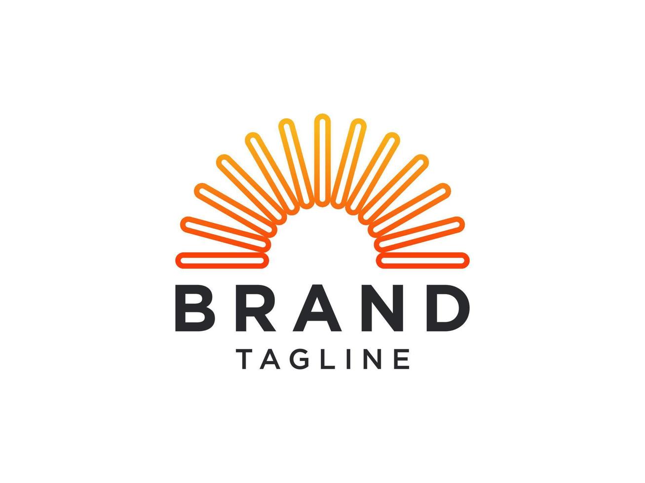 logo soleil abstrait. icône de soleil orange avec des rayons radiaux géométriques de sunburst isolés sur fond blanc. utilisable pour les logos d'entreprise et de marque. élément de modèle de conception de logo vectoriel plat.