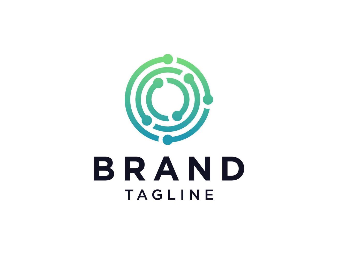 lettre initiale abstraite o logo. style de ligne circulaire verte. utilisable pour les logos commerciaux et technologiques. élément de modèle de conception de logo vectoriel plat.