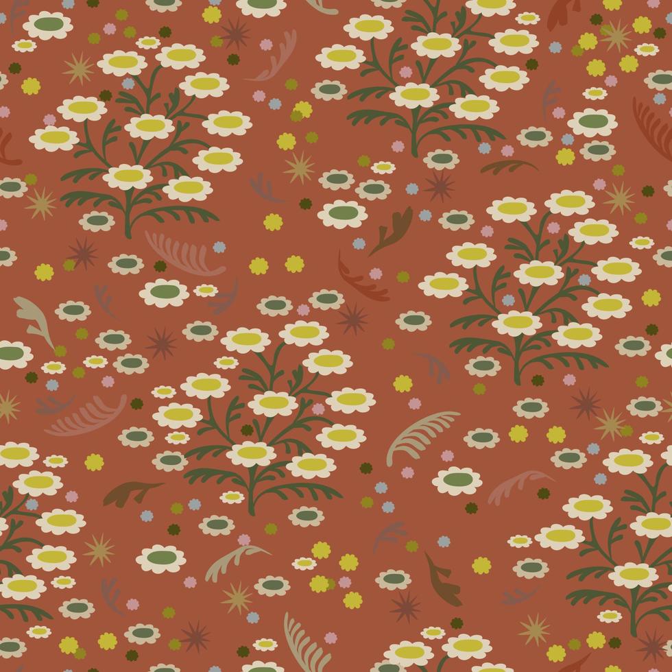 motif floral sans soudure sur fond marron chaud. vecteur