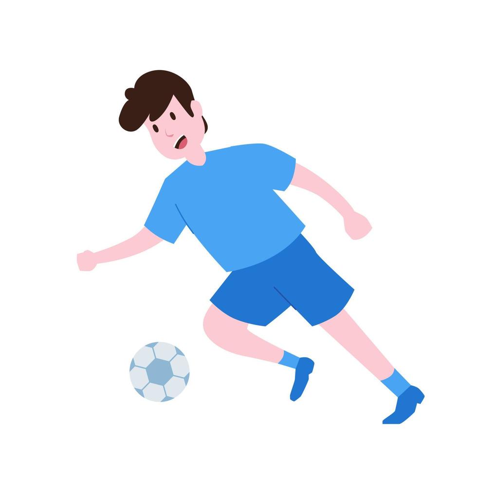 joueur de football ou de football dribble le ballon vers l'avant pour tirer ou donner un coup de pied pour la ligue de match vecteur
