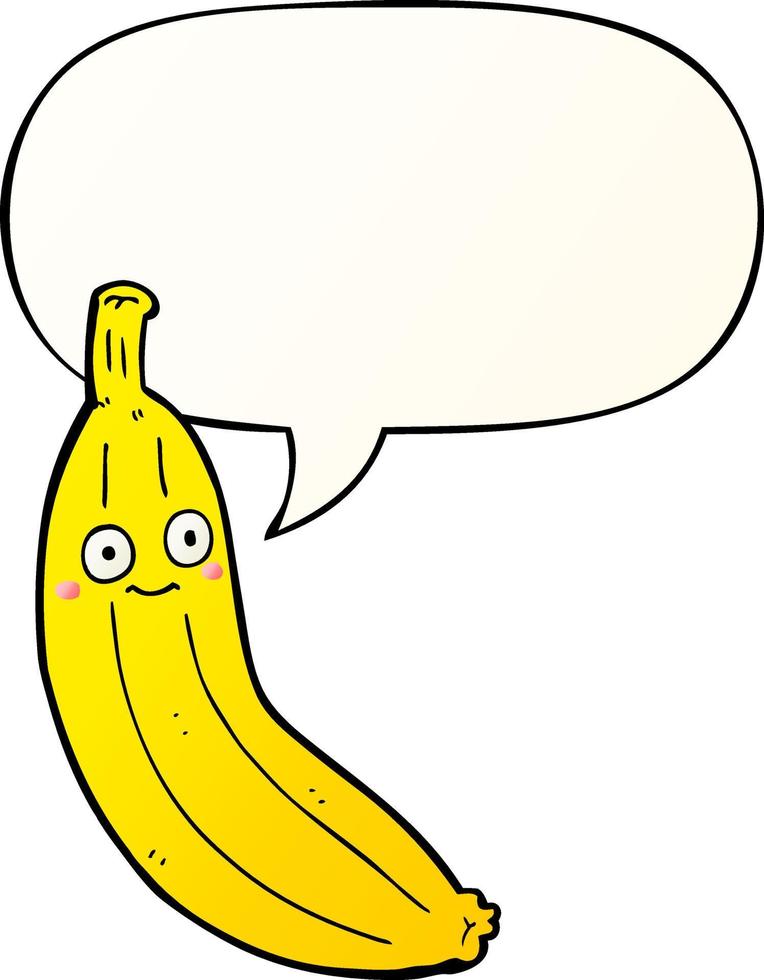 banane de dessin animé et bulle de dialogue dans un style de dégradé lisse vecteur