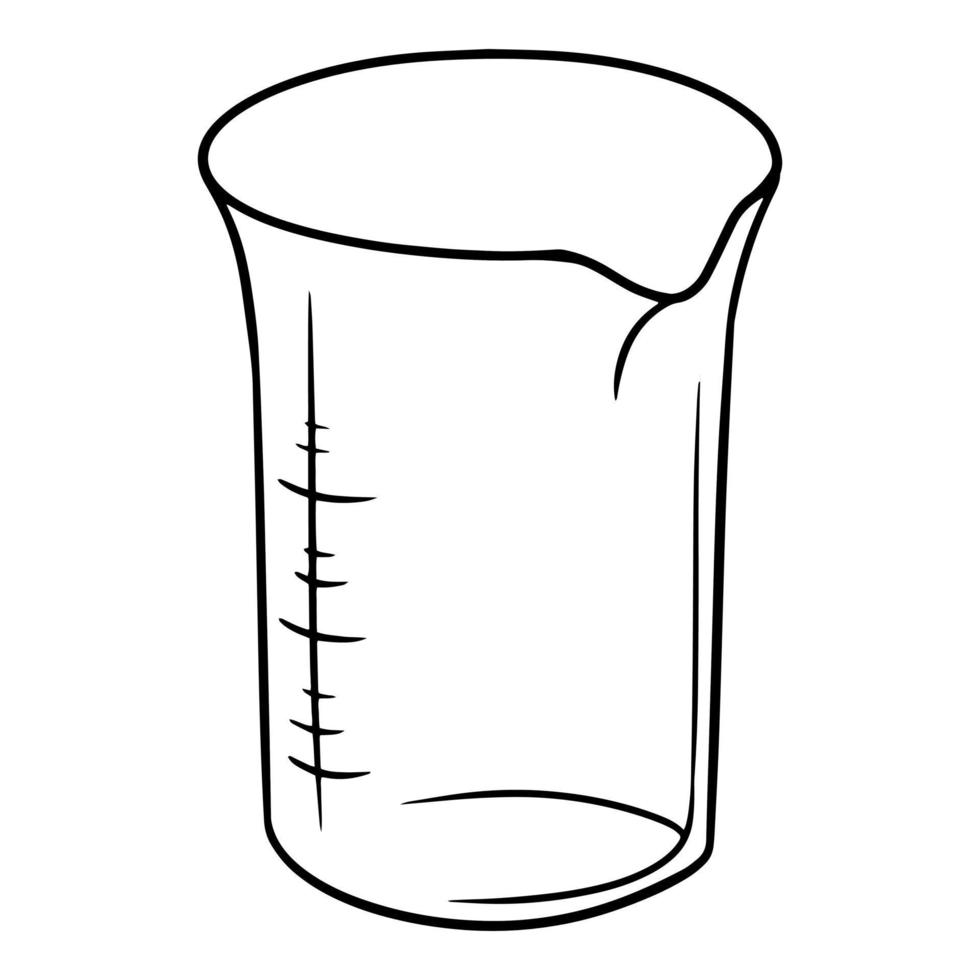 image monochrome, tasse à mesurer en verre avec divisions, illustration vectorielle en style cartoon sur fond blanc vecteur