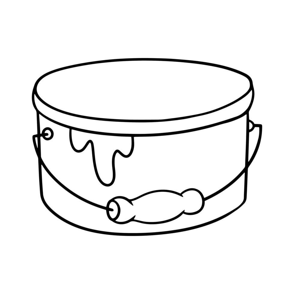 image monochrome, grand pot avec de la peinture liquide, illustration vectorielle en style cartoon sur fond blanc vecteur