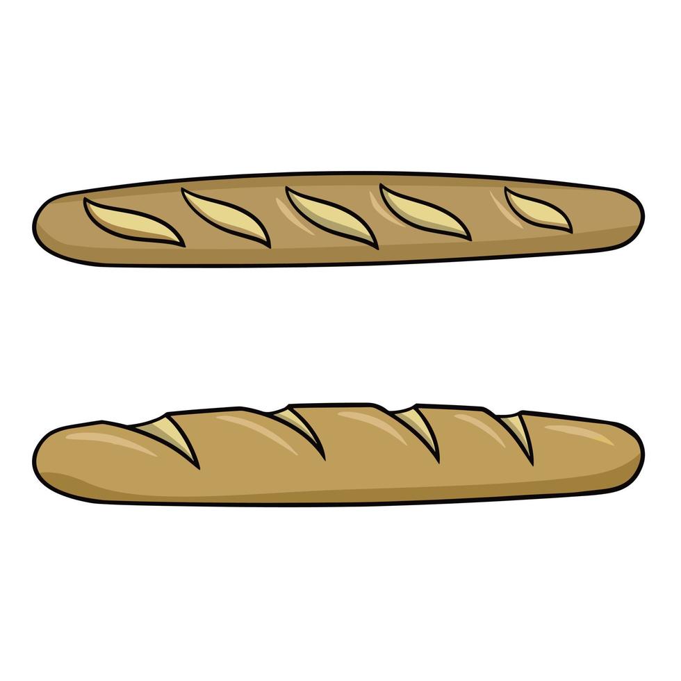 une longue miche de pain de blé blanc, illustration vectorielle en style cartoon sur fond blanc vecteur