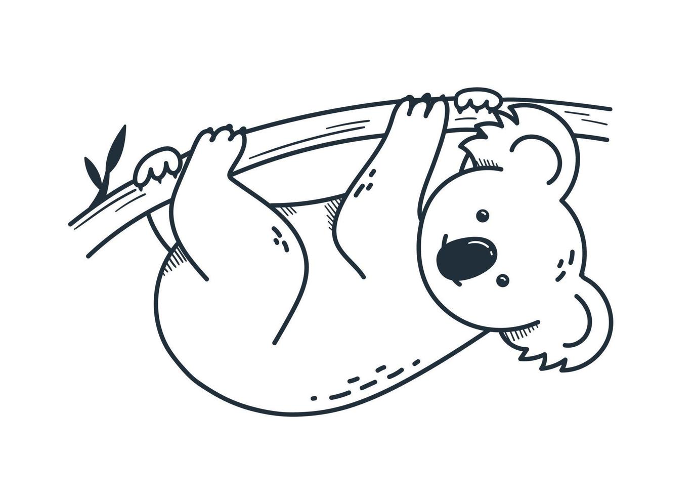 joli koala. illustration simple dans un style doodle isolé sur fond blanc. dessiné à la main. animaux sauvages. vecteur