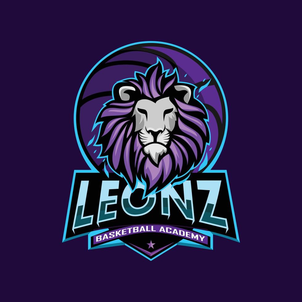 logo de l'équipe de basket-ball lion vecteur