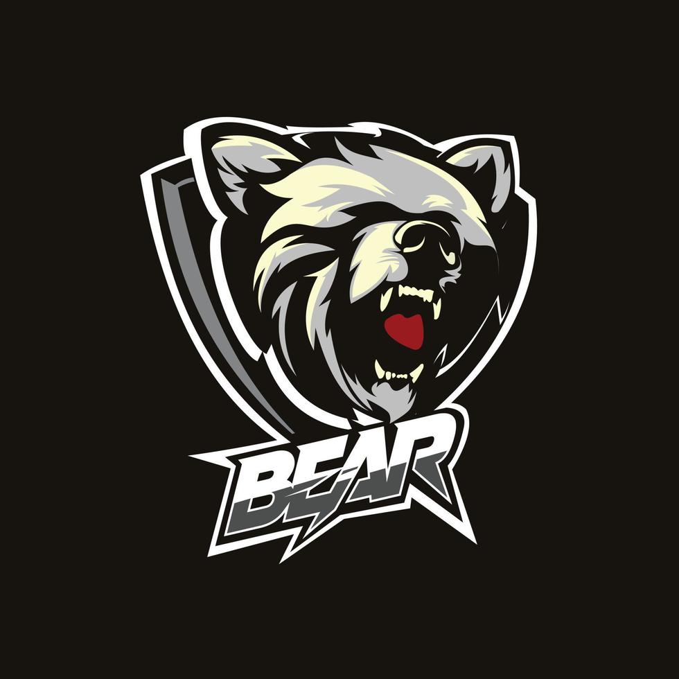 logo de jeu mascotte tête d'ours vecteur