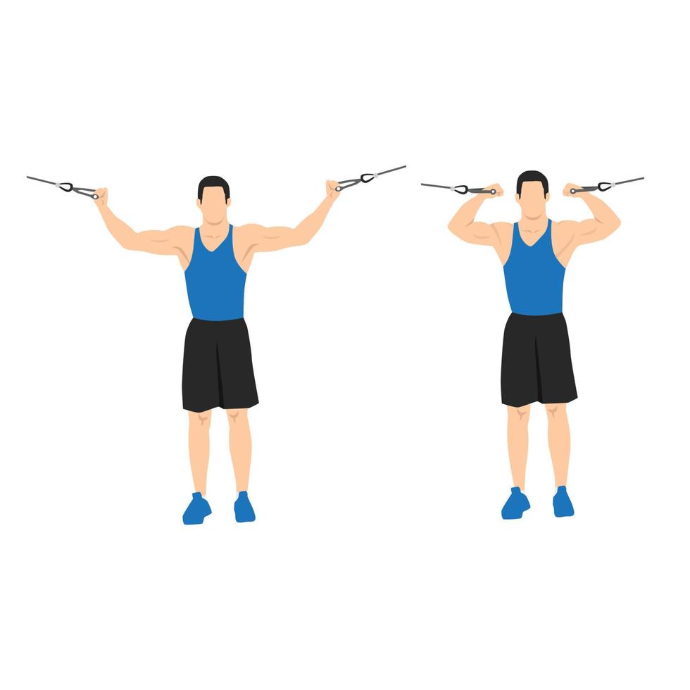 homme faisant des boucles de câbles aériens. boucles de crucifix. illustration vectorielle plane isolée sur différentes couches. caractère d'entraînement vecteur