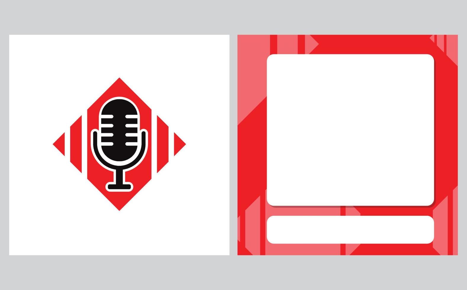 illustration de microphone et arrière-plan de publication sur les réseaux sociaux. le logo du microphone est parfait pour les podcasts, la musique, les symboles de studio et plus encore vecteur