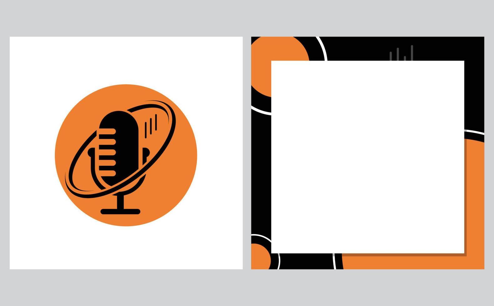 illustration de microphone et arrière-plan de publication sur les réseaux sociaux. le logo du microphone est parfait pour les podcasts, la musique, les symboles de studio et plus encore vecteur