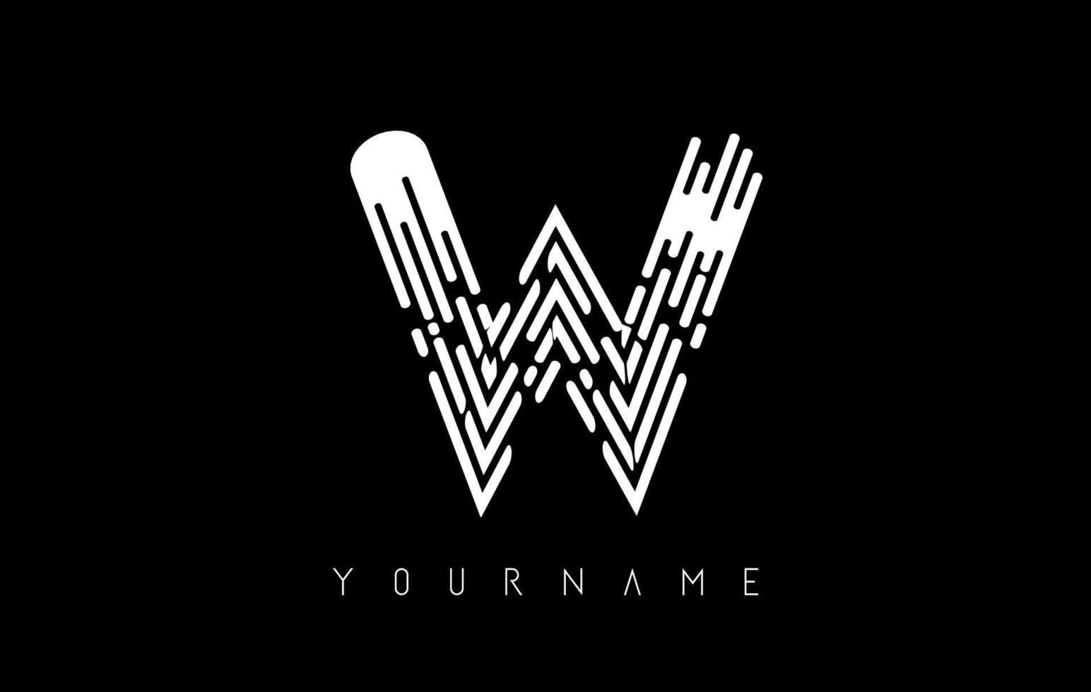 concept de logo de lettre w blanc. monogramme monochrome minimaliste créatif avec lignes et motif d'empreintes digitales. vecteur