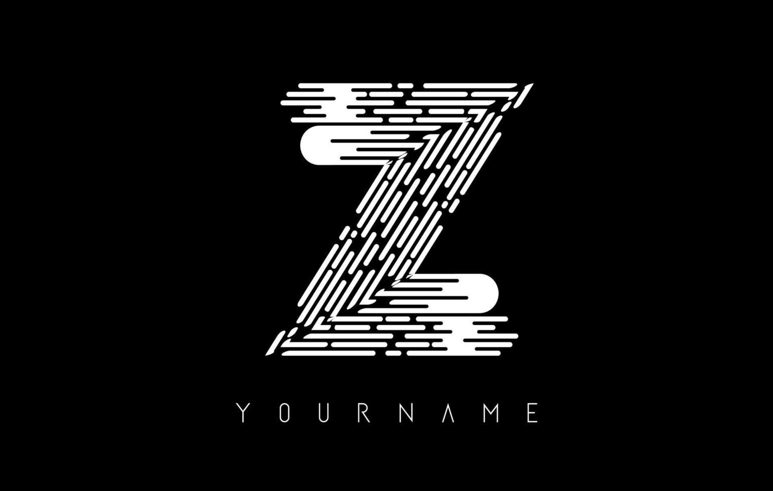 concept de logo de lettre z blanc. monogramme monochrome minimaliste créatif avec lignes et motif d'empreintes digitales. vecteur