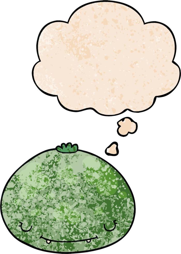 courge de dessin animé et bulle de pensée dans le style de motif de texture grunge vecteur