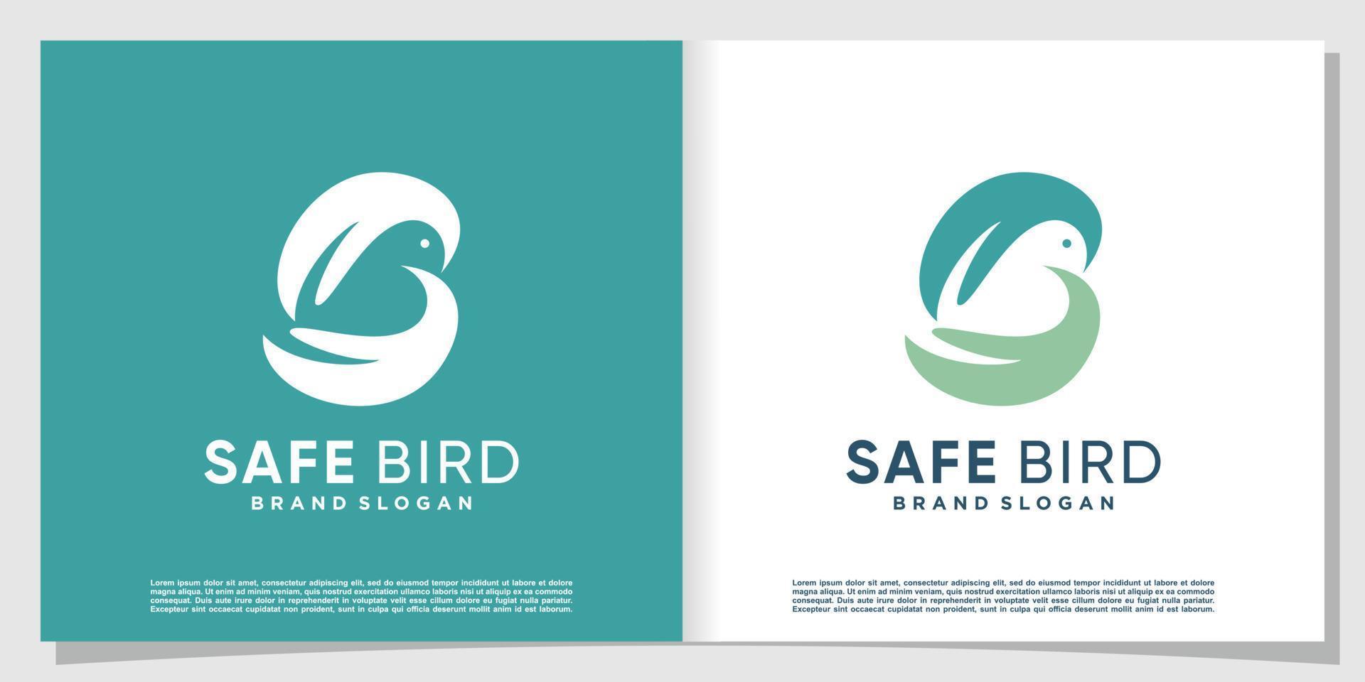 oiseau logo abstrait avec la main tenant un oiseau vecteur premium